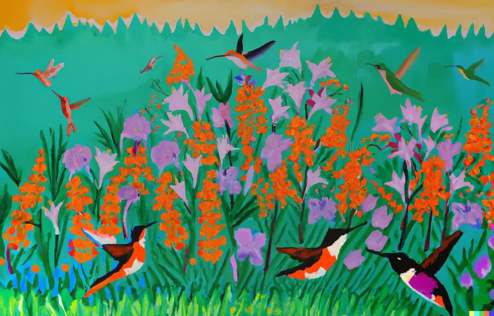 hummingbirds and wildflowers