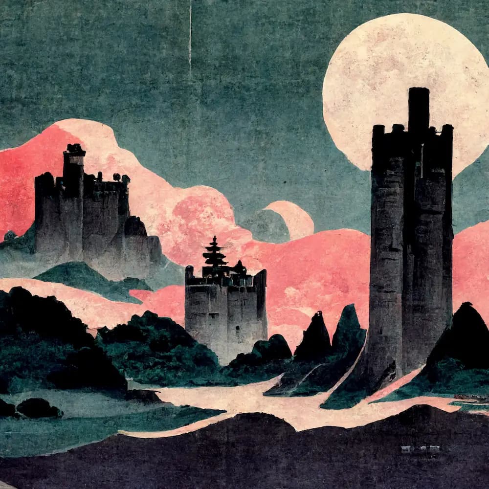 ukiyo-e style, power rangers, castle --s 5000 --v3 - Upscaled (Max)