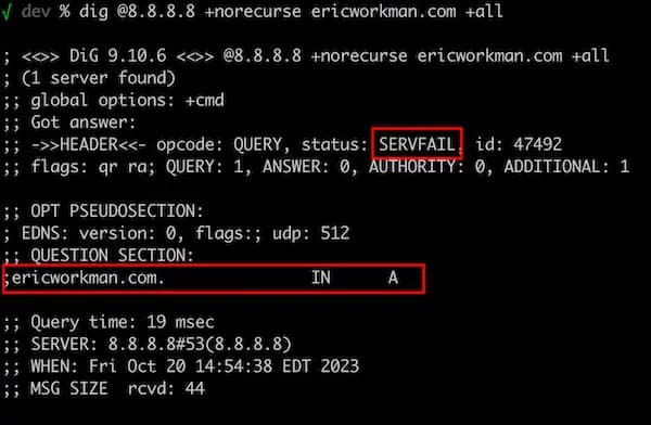 Useful dig output replicating Julia's demo