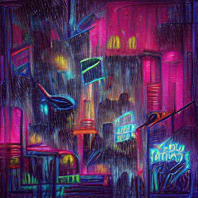 rainy night neon city 2