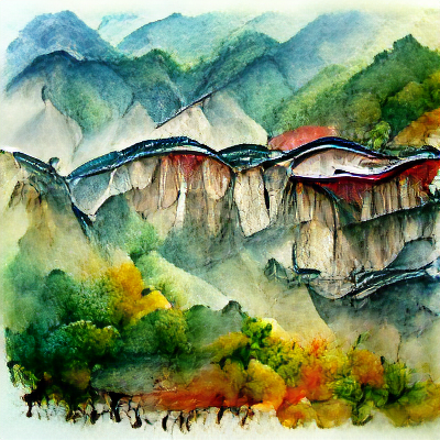 watercolor tianzi mountains