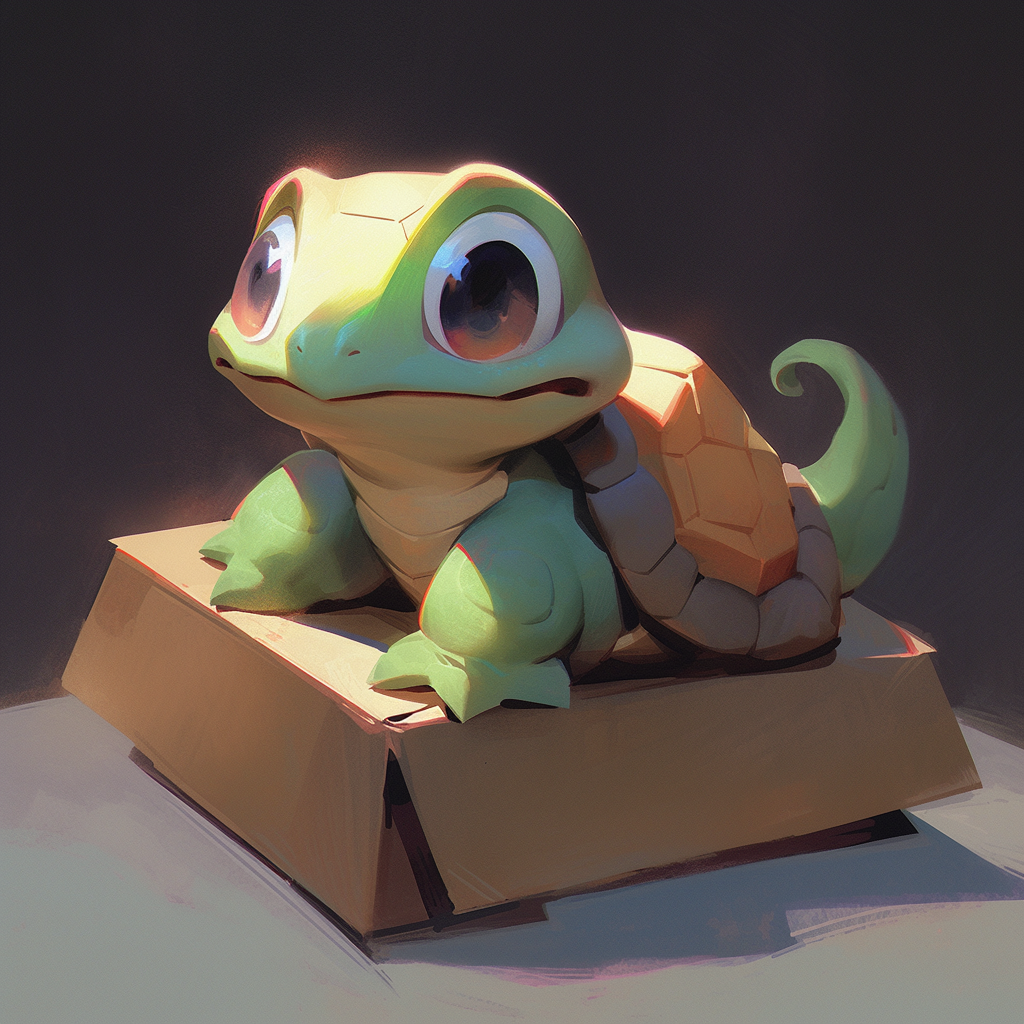 lonely turtle on a box 2