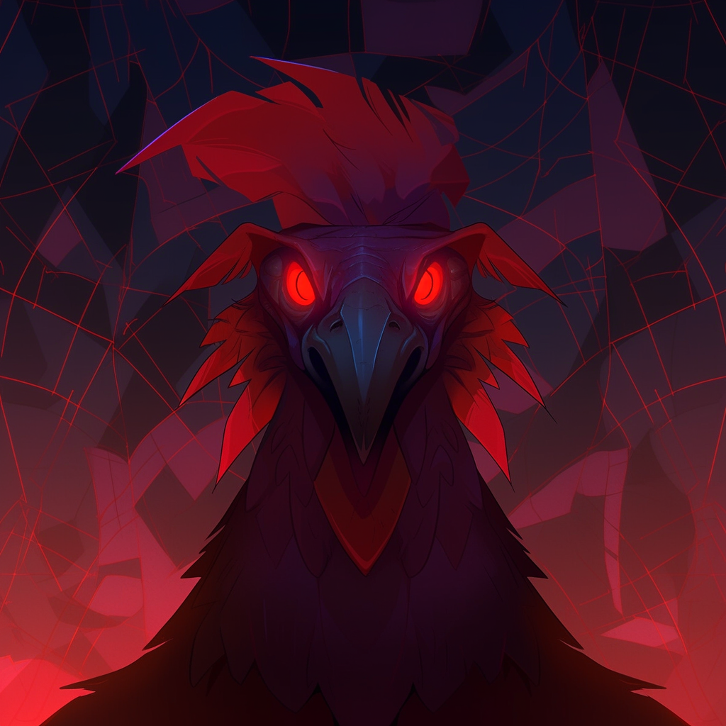 rooster mosaic evil backlit